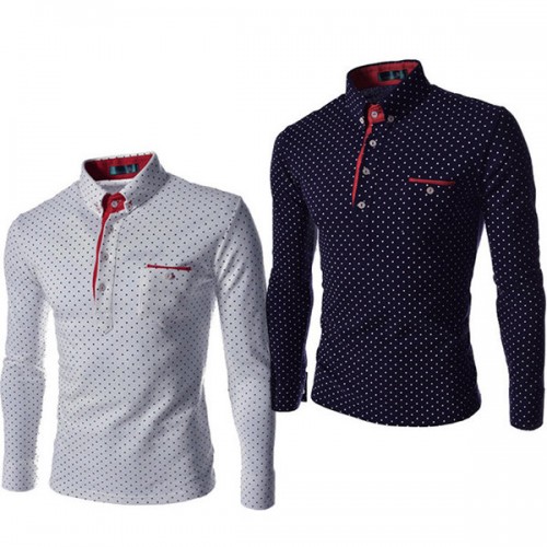Mens Slim Fit Casual Wave Point Long Sleeve T Shirts Mens Slim Fit Casual Wave Point Long Sleeve T Shirts