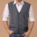 Men Fall Winter Woollen V-neck Solid Color Warm Cardigan Waistcoat Vest Knit Sleeveless Sweater Men Fall Winter Woollen V-neck Solid Color Warm Cardigan Waistcoat Vest Knit Sleeveless Sweater