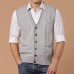 Men Fall Winter Woollen V-neck Solid Color Warm Cardigan Waistcoat Vest Knit Sleeveless Sweater Men Fall Winter Woollen V-neck Solid Color Warm Cardigan Waistcoat Vest Knit Sleeveless Sweater