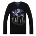 Men Cotton Blended 3D Printed Noctilucent Wolf Long Sleeve T-shirt Men Cotton Blended 3D Printed Noctilucent Wolf Long Sleeve T-shirt