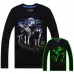 Men Cotton Blended 3D Printed Noctilucent Wolf Long Sleeve T-shirt Men Cotton Blended 3D Printed Noctilucent Wolf Long Sleeve T-shirt