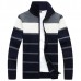 Winter Thick Casual Stand Collar Sweaters Mens Stripe Knitted Zipper Jacquard Cardigan Winter Thick Casual Stand Collar Sweaters Mens Stripe Knitted Zipper Jacquard Cardigan