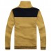 Mens Stand Collar Knitted Sweater Cardigan Spell Color Zipper Casual Jacket Coat Mens Stand Collar Knitted Sweater Cardigan Spell Color Zipper Casual Jacket Coat