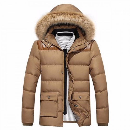 Mens Winter Fur Collar Detachable Hood Thick Warm Padded Jacket Parka Mens Winter Fur Collar Detachable Hood Thick Warm Padded Jacket Parka