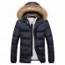 Mens Winter Fur Collar Detachable Hood Thick Warm Padded Jacket Parka Mens Winter Fur Collar Detachable Hood Thick Warm Padded Jacket Parka