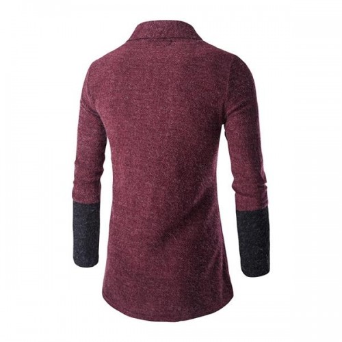Mens Fashion Stitching Turn-down Collar Knitted Cardigans Casual Slim Fit Sweater Mens Fashion Stitching Turn-down Collar Knitted Cardigans Casual Slim Fit Sweater