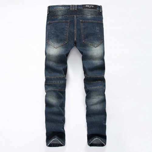 Mens Moustache Folded Stitching Elastic Jeans Fashion Casual Mid-rise Straight Legs Denim Pants Mens Moustache Folded Stitching Elastic Jeans Fashion Casual Mid-rise Straight Legs Denim Pants