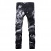 Mens Fashion Wolf Printing Black Straight Leg Denim Long Pants Jeans US Size 30-40 Mens Fashion Wolf Printing Black Straight Leg Denim Long Pants Jeans US Size 30-40