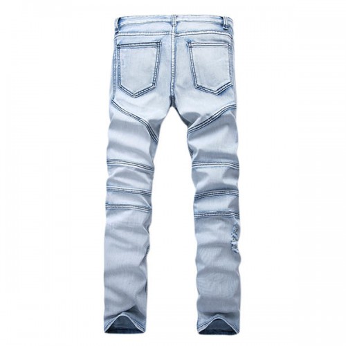 Mens Fashion Casual Motorcycle Biker Pleat Straight Legs Ripped Jeans Denim Pants Mens Fashion Casual Motorcycle Biker Pleat Straight Legs Ripped Jeans Denim Pants