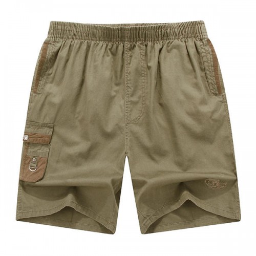 Mens Summer Casual Elastic Waist Multi Pockets Shorts Solid Color Cotton Shorts Mens Summer Casual Elastic Waist Multi Pockets Shorts Solid Color Cotton Shorts