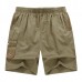 Mens Summer Casual Elastic Waist Multi Pockets Shorts Solid Color Cotton Shorts Mens Summer Casual Elastic Waist Multi Pockets Shorts Solid Color Cotton Shorts