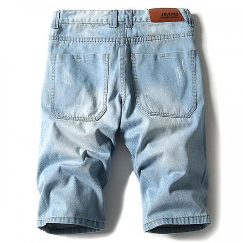 Mens Fashion Casual Holes Denim Shorts Big Size Kness Length Mid-rise Light Blue Jeans Mens Fashion Casual Holes Denim Shorts Big Size Kness Length Mid-rise Light Blue Jeans