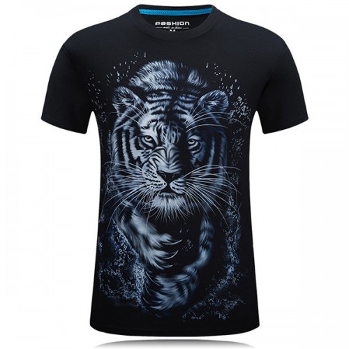 Plus Size Summer Mens 3D Tiger Pattern Printing Causal T-shirt Personality Cotton Short Sleeve Tees Plus Size Summer Mens 3D Tiger Pattern Printing Causal T-shirt Personality Cotton Short Sleeve Tees