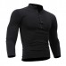 Mens Cotton Stand Collar T-shirts Buttons Breathable Long Sleeve Solid Color Tops Mens Cotton Stand Collar T-shirts Buttons Breathable Long Sleeve Solid Color Tops