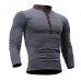 Mens Cotton Stand Collar T-shirts Buttons Breathable Long Sleeve Solid Color Tops Mens Cotton Stand Collar T-shirts Buttons Breathable Long Sleeve Solid Color Tops