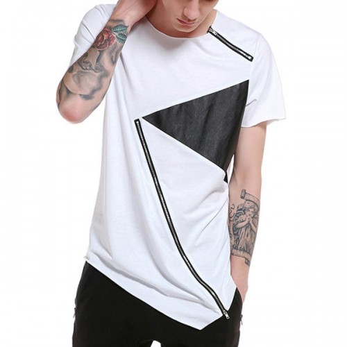 Summer Mens Hip-Hop Hit Color Zipper T-shirt O-neck Short Sleeve Casual Cotton Tops Tees Summer Mens Hip-Hop Hit Color Zipper T-shirt O-neck Short Sleeve Casual Cotton Tops Tees