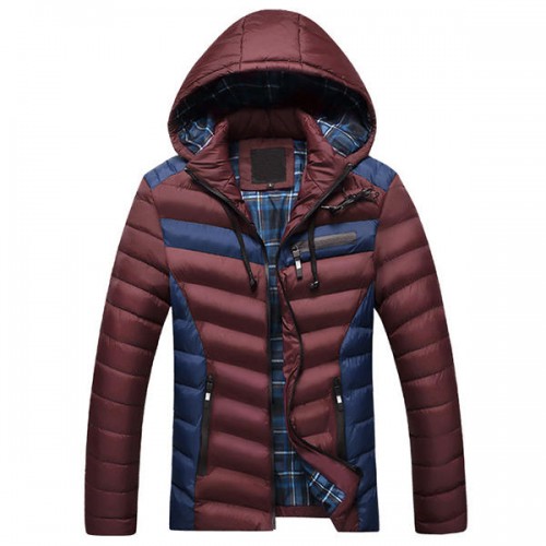 Winter Thick Warm Zipper Detachable Hooded Color Splicing Outwear Jackets for Men Winter Thick Warm Zipper Detachable Hooded Color Splicing Outwear Jackets for Men