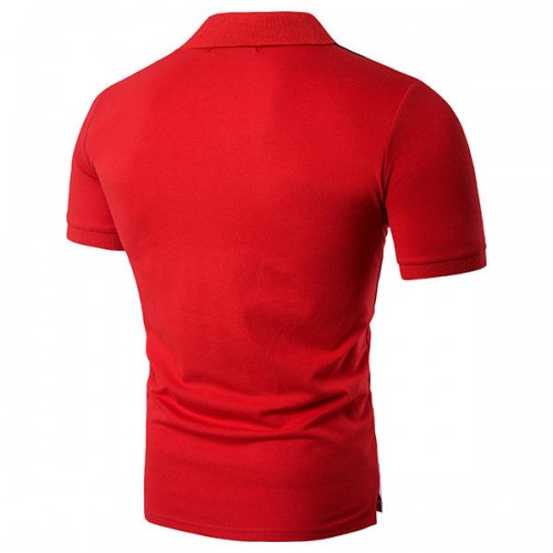Fashion Men's Geometric Stitching Color T-shirt Casual Lapel Short Sleeved Tops Tees Fashion Men's Geometric Stitching Color T-shirt Casual Lapel Short Sleeved Tops Tees