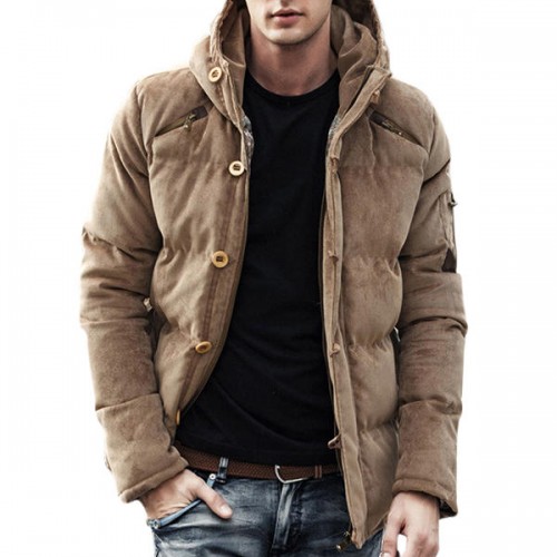 Corduroy Hooded Thick Warm Solid Color Padded Jacket Outwear Parka for Men Corduroy Hooded Thick Warm Solid Color Padded Jacket Outwear Parka for Men