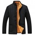 Mens Winter Black Fleece Thick Warm Solid Color Stand Collar Jacket Mens Winter Black Fleece Thick Warm Solid Color Stand Collar Jacket