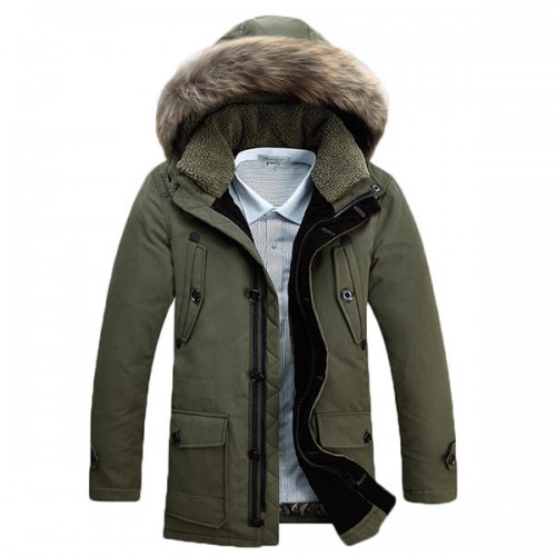 Winter Warm Down Jacket Furry Collar Detachable Hood Zipper Button Multi Pockets Men Parkas Winter Warm Down Jacket Furry Collar Detachable Hood Zipper Button Multi Pockets Men Parkas
