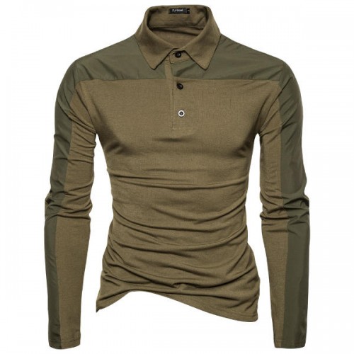 Autumn Winter Mens New Fashion Splicing Slim Casual Lapel Long-sleeved Golf Shirt Autumn Winter Mens New Fashion Splicing Slim Casual Lapel Long-sleeved Golf Shirt