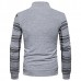 Men's Casual Spliceing Stripe Sweater Pullover Fashion Long Sleeve Button Collar Tops Tees Men's Casual Spliceing Stripe Sweater Pullover Fashion Long Sleeve Button Collar Tops Tees
