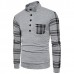 Men's Casual Spliceing Stripe Sweater Pullover Fashion Long Sleeve Button Collar Tops Tees Men's Casual Spliceing Stripe Sweater Pullover Fashion Long Sleeve Button Collar Tops Tees