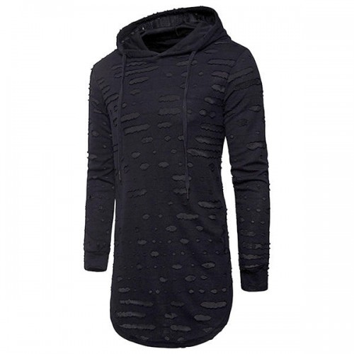 Men's Fashion Hole Hip Hop Long Sleeved T-shirt Leisure Sports Hoodies T-shirt Men's Fashion Hole Hip Hop Long Sleeved T-shirt Leisure Sports Hoodies T-shirt