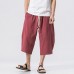 Stylish Mens Cotton Linen Baggy Loose Calf Length Pants Antibacterial Casual Shorts Stylish Mens Cotton Linen Baggy Loose Calf Length Pants Antibacterial Casual Shorts