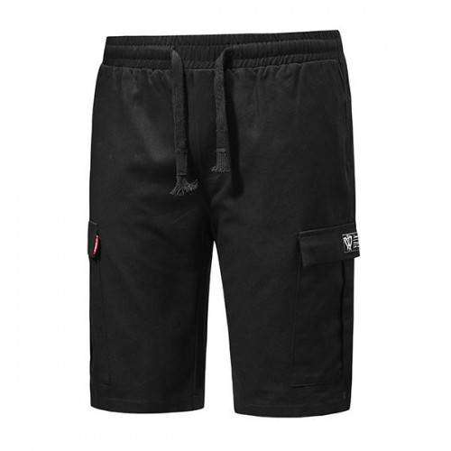 Men's Multi Pockets Solid Color Drawstring Shorts Pants Leisure Cotton Knee-Length Cargo Shorts Men's Multi Pockets Solid Color Drawstring Shorts Pants Leisure Cotton Knee-Length Cargo Shorts