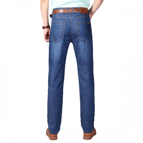 Mens Spring Summer High Rise Loose Business Cotton Blue Jeans Mens Spring Summer High Rise Loose Business Cotton Blue Jeans
