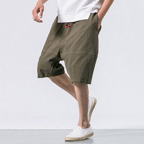 Men's Casual Loose Cotton Linen Knee Length Shorts Breathable Drawshring Baggy Shorts Men's Casual Loose Cotton Linen Knee Length Shorts Breathable Drawshring Baggy Shorts