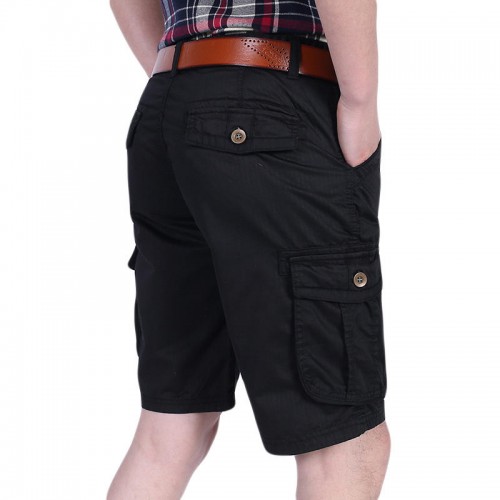 Mens 100% Cotton Multi-pocket Knee-Length Cargo Pants Loose Outdoor Casual Shorts Mens 100% Cotton Multi-pocket Knee-Length Cargo Pants Loose Outdoor Casual Shorts