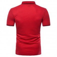Fashion Men's Lapel Short Sleeved Golf Shirt Summer Chest Pocket Casual Tops Tees