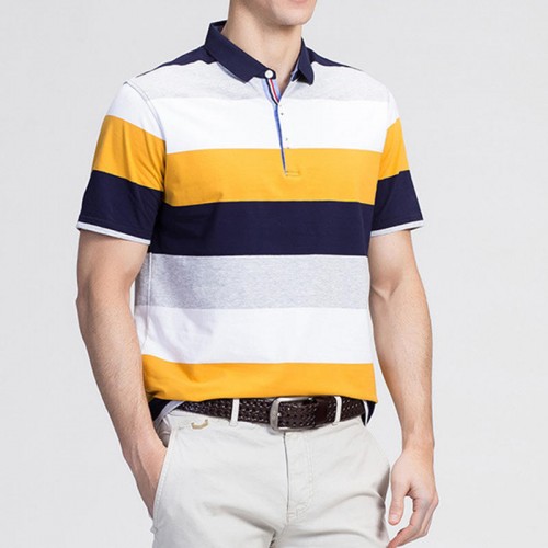 Summer Men's Fashion Stripe Design Comfort Cotton Golf Shirt Casual Short-sleeved Tops Tees Summer Men's Fashion Stripe Design Comfort Cotton Golf Shirt Casual Short-sleeved Tops Tees