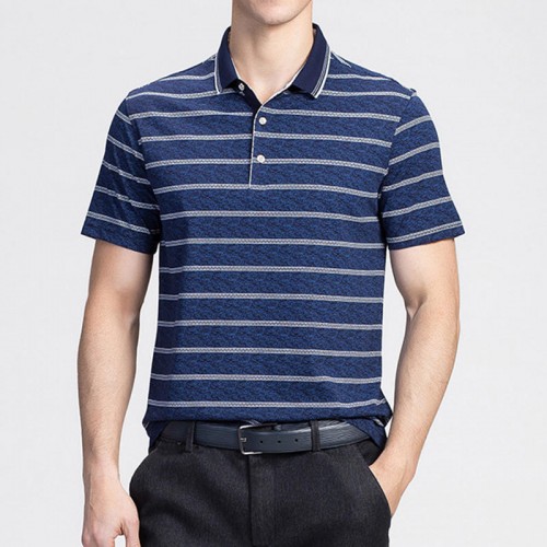 Summer Men's Business Casual Stripe Design Slim Golf Shirt Short-Sleeve Lapel Sports Tops Tees Summer Men's Business Casual Stripe Design Slim Golf Shirt Short-Sleeve Lapel Sports Tops Tees