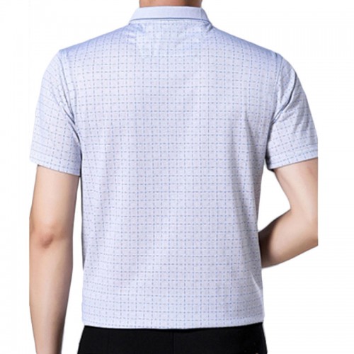 Middle-aged Mens Summer Cool Ice Ribbon Collar Golf Shirt Casual Short-sleeved Plaid Tops Tees Middle-aged Mens Summer Cool Ice Ribbon Collar Golf Shirt Casual Short-sleeved Plaid Tops Tees