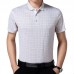 Middle-aged Mens Summer Cool Ice Ribbon Collar Golf Shirt Casual Short-sleeved Plaid Tops Tees Middle-aged Mens Summer Cool Ice Ribbon Collar Golf Shirt Casual Short-sleeved Plaid Tops Tees