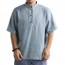 Men's Stand Collar Solid Color Loose T-Shirts Vintage Chinese Style Casual Buttons Tops Men's Stand Collar Solid Color Loose T-Shirts Vintage Chinese Style Casual Buttons Tops