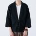 Mens Loose Cotton Vintage Horn Buckle Three Quarter Sleeve Coats Tops Mens Loose Cotton Vintage Horn Buckle Three Quarter Sleeve Coats Tops