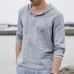 Men's Soft Breathable Linen Hooded T-Shirts Spring Autumn Striped Casual Pullovers Tops Men's Soft Breathable Linen Hooded T-Shirts Spring Autumn Striped Casual Pullovers Tops