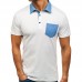 Men's Casual Lapel Chest Pocket Color Block Short Sleeved Golf Shirt Men's Casual Lapel Chest Pocket Color Block Short Sleeved Golf Shirt