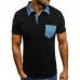 Men's Casual Lapel Chest Pocket Color Block Short Sleeved Golf Shirt Men's Casual Lapel Chest Pocket Color Block Short Sleeved Golf Shirt