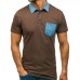 Men's Casual Lapel Chest Pocket Color Block Short Sleeved Golf Shirt Men's Casual Lapel Chest Pocket Color Block Short Sleeved Golf Shirt