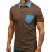 Men's Casual Lapel Chest Pocket Color Block Short Sleeved Golf Shirt Men's Casual Lapel Chest Pocket Color Block Short Sleeved Golf Shirt