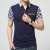 Men's Striped Short Sleeve Golf Shirt Summer Lapel Cotton Casual Slim Tops Men's Striped Short Sleeve Golf Shirt Summer Lapel Cotton Casual Slim Tops
