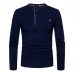 Men's Solid Color Slim Long-sleeved T-Shirts Casual Button Collar Design Round Neck Bottoming Tops Men's Solid Color Slim Long-sleeved T-Shirts Casual Button Collar Design Round Neck Bottoming Tops