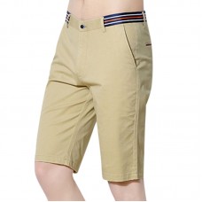 Summer Cotton Leisure Knee-length Shorts Breathable Pure Color Outdoor Cargo Pants for Men