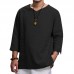 Ethnic Casual Men's Long-sleeved V-neck Solid Color Large Size Loose T-Shirts Ethnic Casual Men's Long-sleeved V-neck Solid Color Large Size Loose T-Shirts